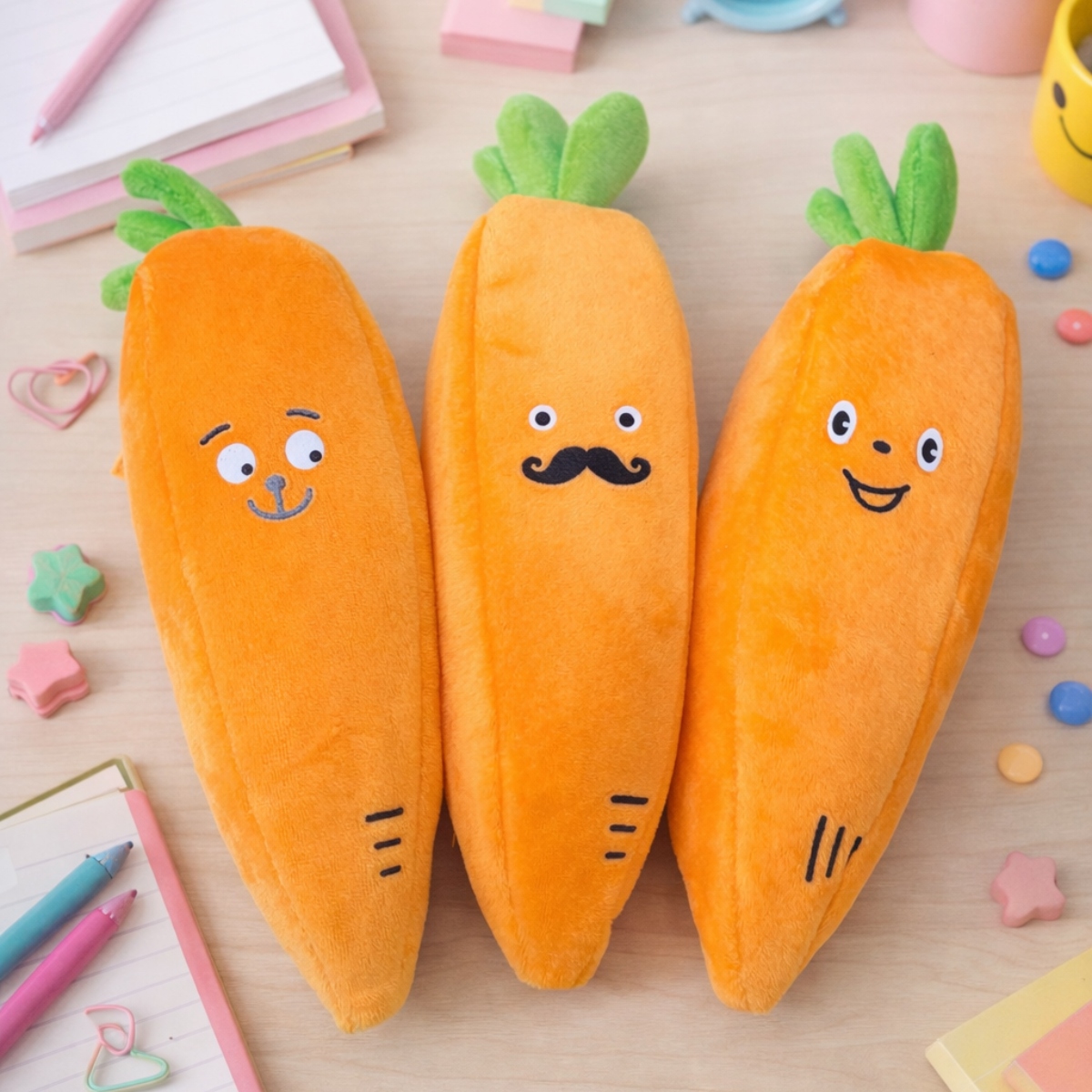 Three Cute Carrot Shaped Zipper Pouches - Tinyminymo