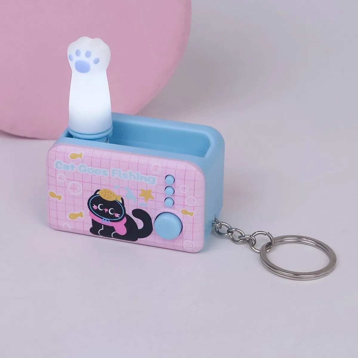 Pink Cat Claw Light Keychain with Lights on - Tinyminymo