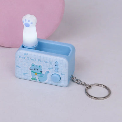 Blue Cat Claw Light Keychain with Lights on - Tinyminymo