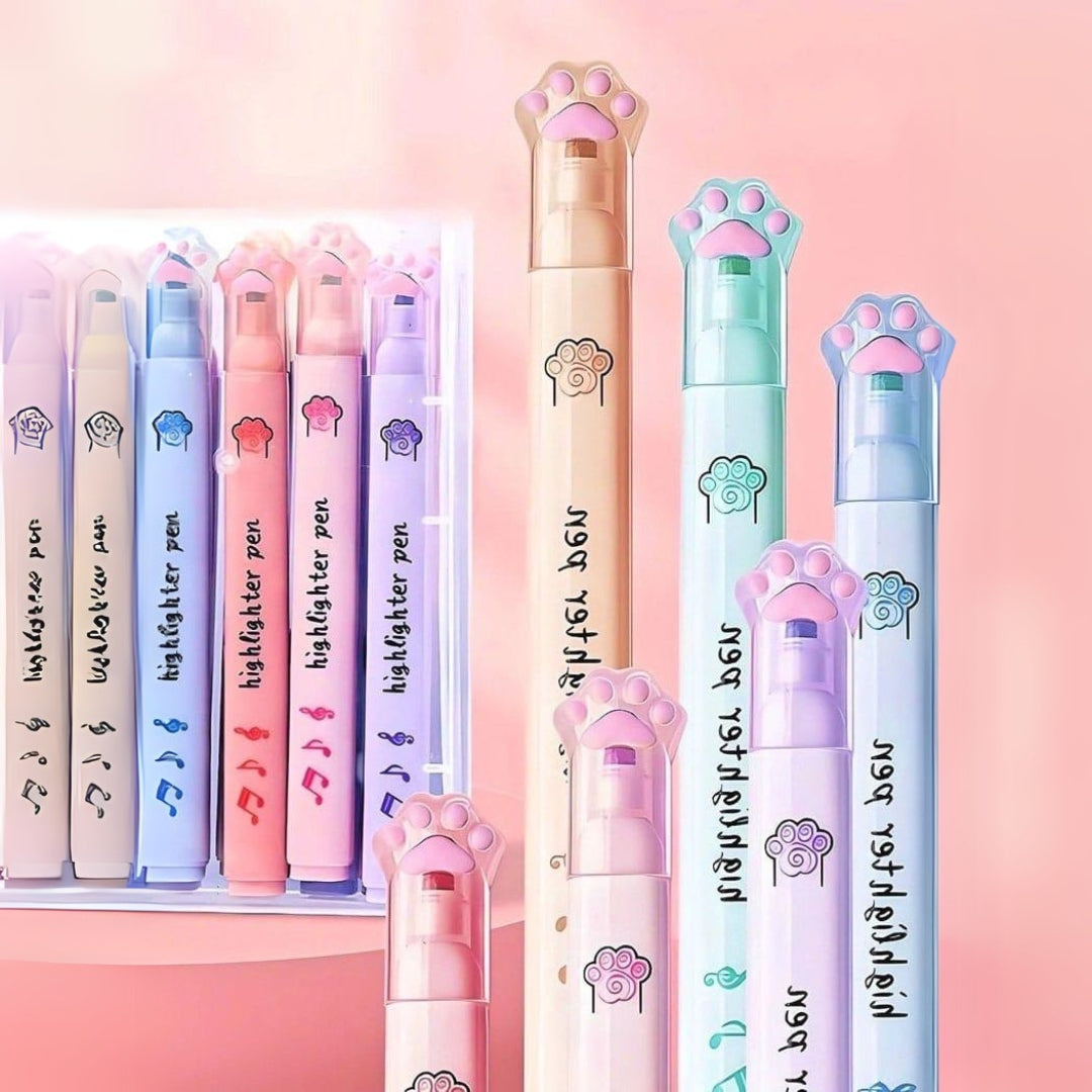 Cat Paw Highlighters - Set of 6 - Tinyminymo