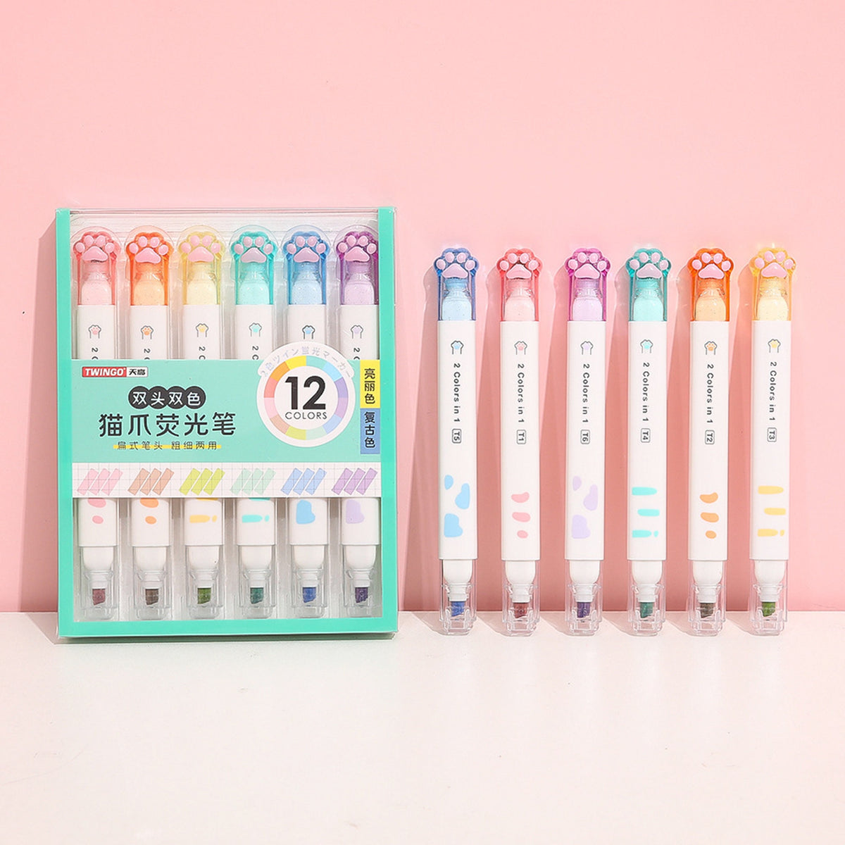 Cat Paw Highlighters - Set of 6 - Tinyminymo