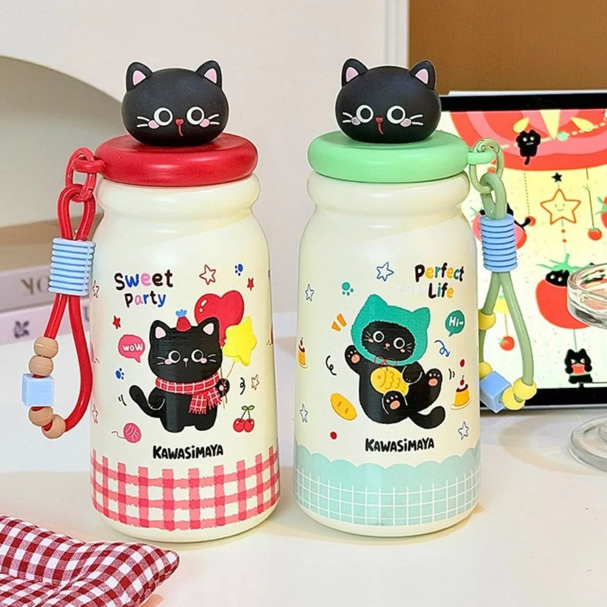 Red and Green Cat Paw Print Sippers - Tinyminymo