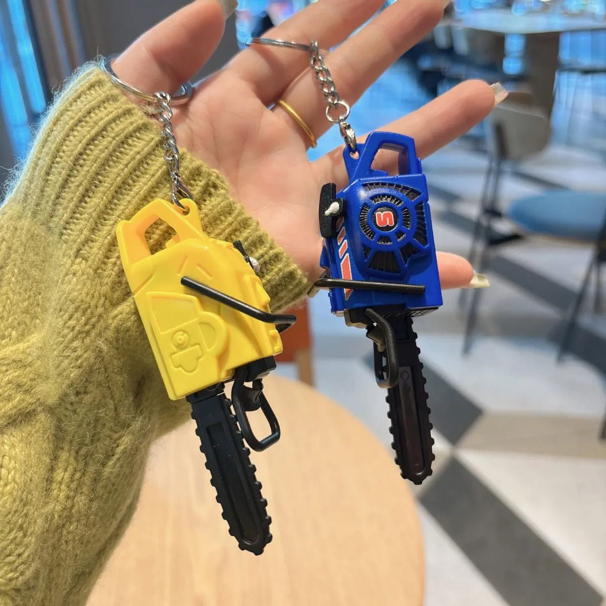 Yellow and Blue Chainsaw Keychains - Tinyminymo