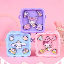 Load image into Gallery viewer, Set of Three Silicone Sling Bags Featuring Sanrio Characters on a Pink Background - Tinyminymo
