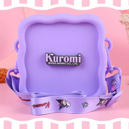 Purple Character Silicone Sling Bag with 'Kuromi' Branding on the Backside - Tinyminymo