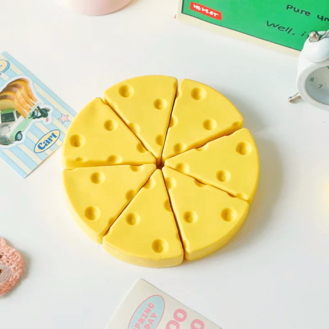 Set of Cheese Erasers on a White Surface - Tinyminymo