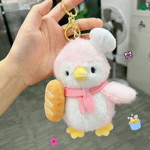 Load image into Gallery viewer, Plush Penguin Keychain with Hot Dog Burger - Tinyminymo
