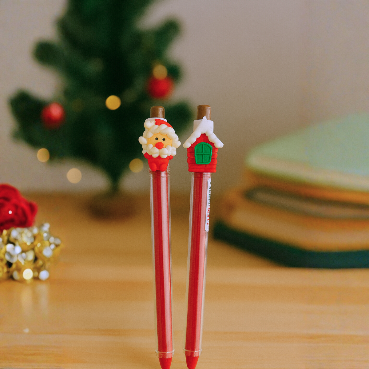 Two Christmas themed Pens with Santa Claus and Santa Home Design - Tinyminymo