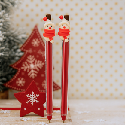 Two Christmas Pens with Snowman Design - Tinyminymo 