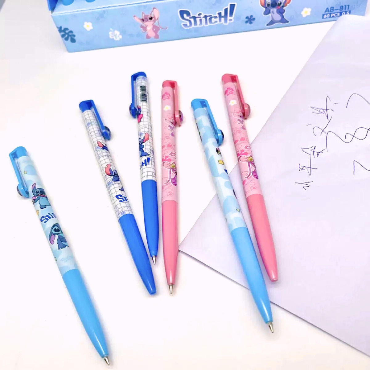Two Pink, Two Light Blue and Two Blue Click Stitch Pens - Tinyminymo
