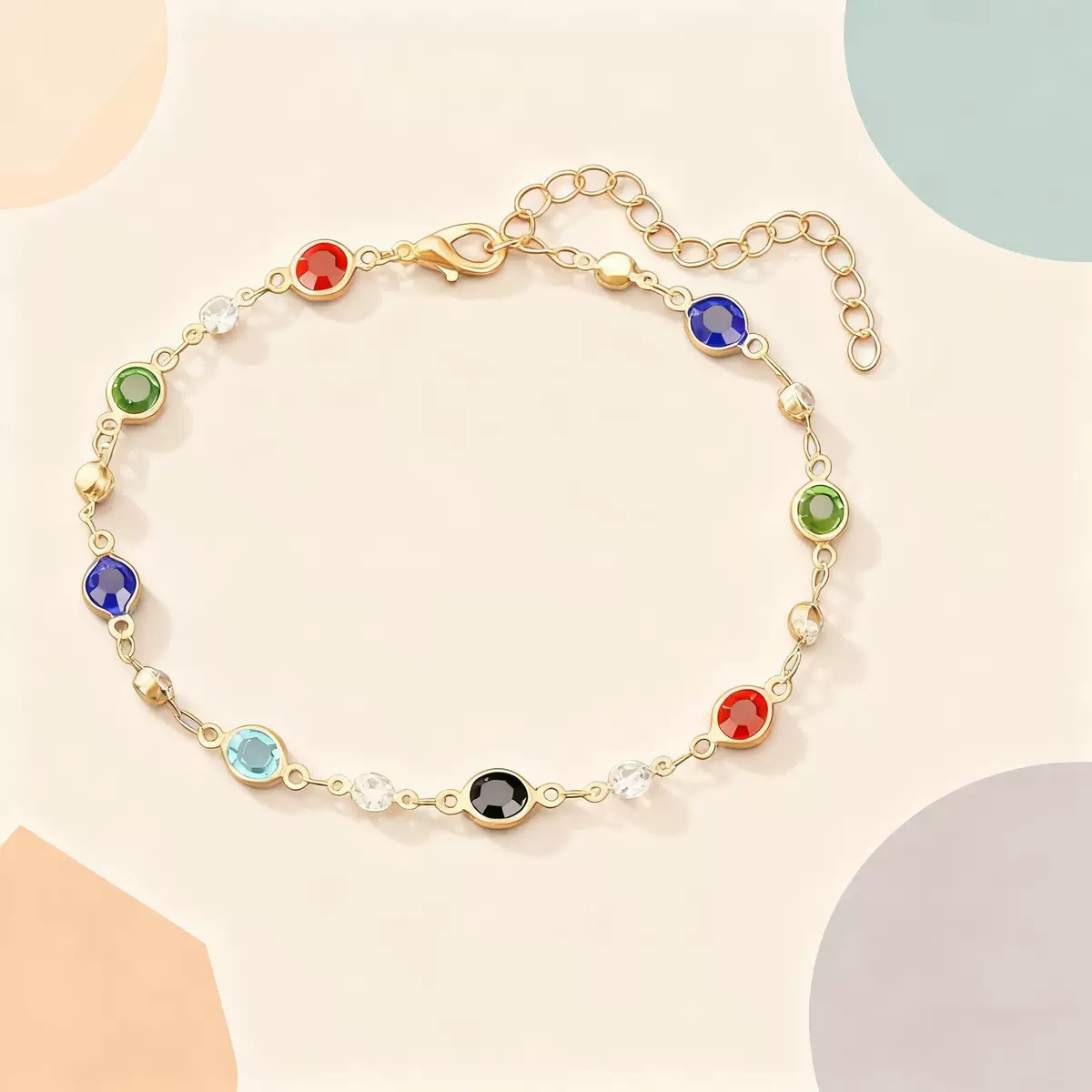 Gold Bracelet with Colorful Stones -Tinyminymo