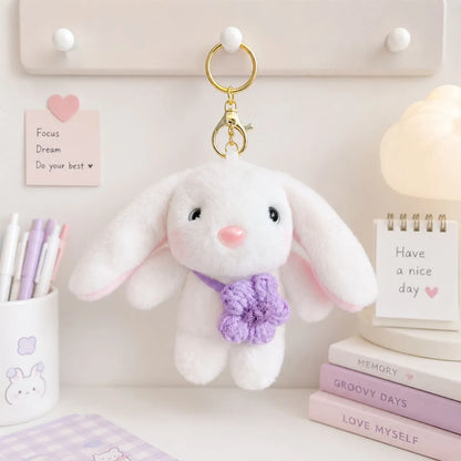 Cool Bunny 3D Keychain with Lavender Flower - Tinyminymo