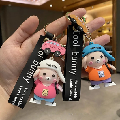 Cool Bunny with Cap 3D Keychain - Tinyminymo