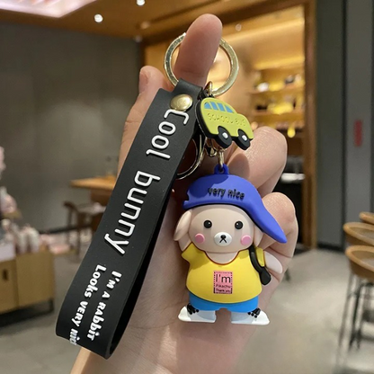 Cool Bunny with Cap 3D Keychain - Tinyminymo