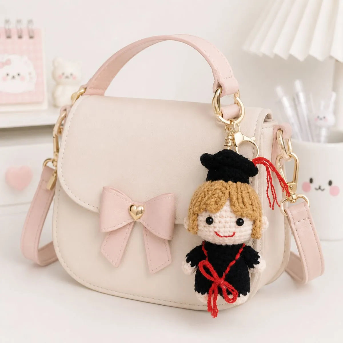 Cute Graduation Boy Crochet Keychain for Handbag - Tinyminymo