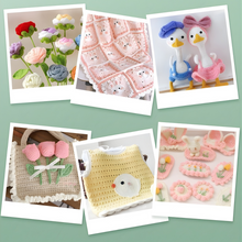 Load image into Gallery viewer, Collage of Various Crocheted items including Flowers, a Blanket and Toys - Tinyminymo 
