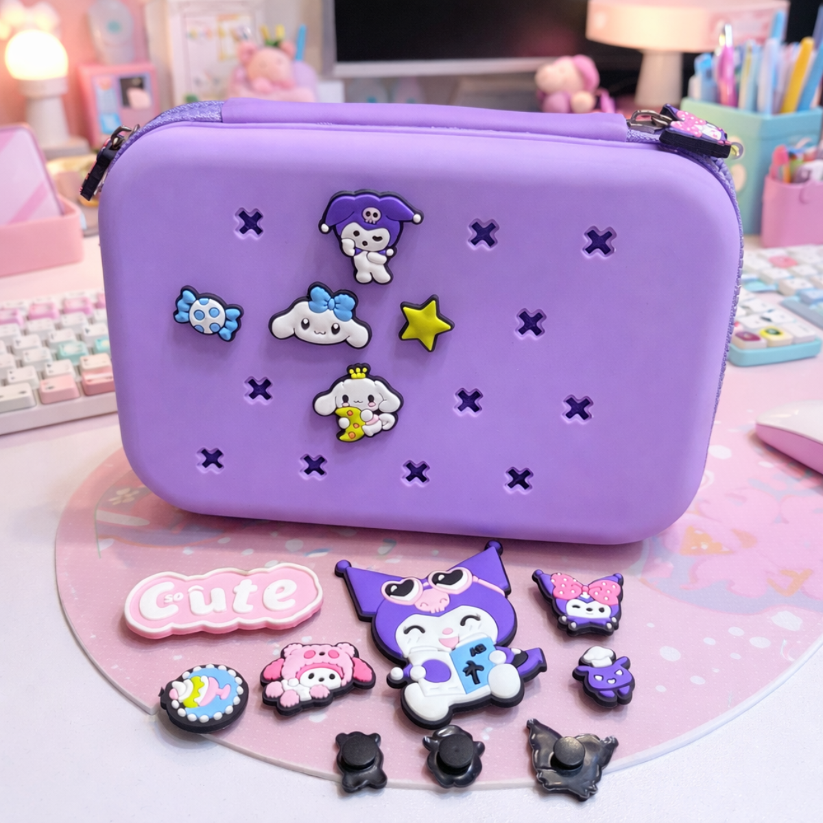 Purple Kuromi Crocs Smiggle Pouch - Tinyminymo