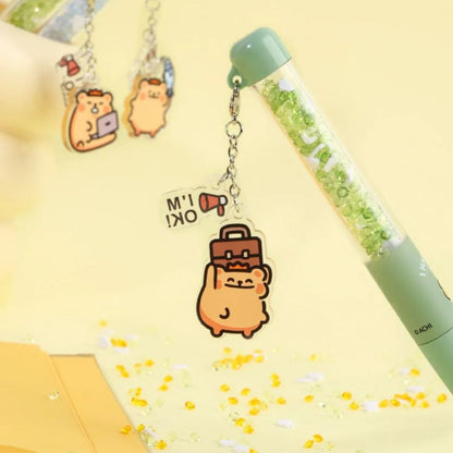 Bear Charm Hanging from Crystal Bear Charm Gel Pen - Tinyminymo