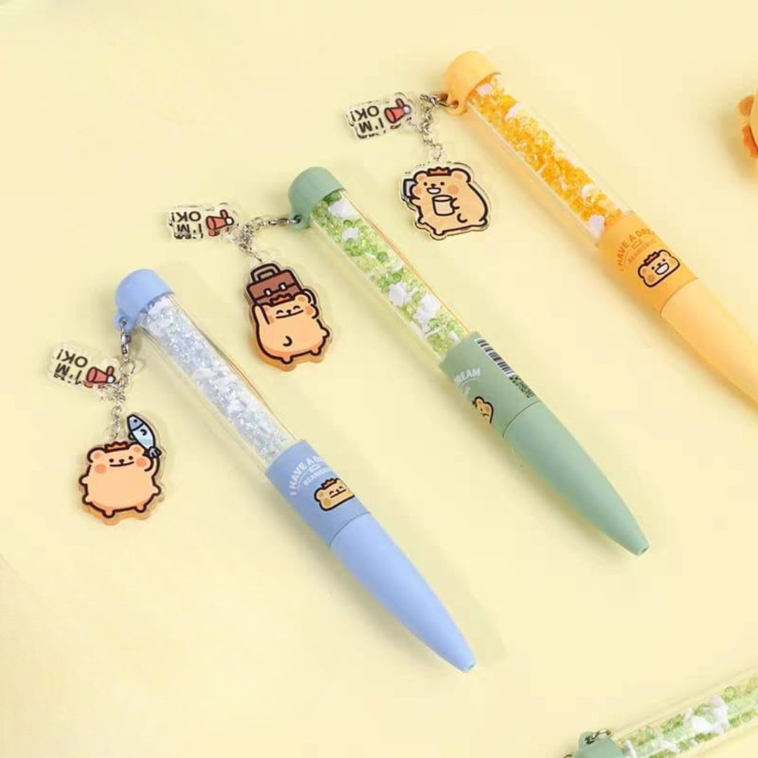 All Variants of Crystal Bear Charm Gel Pen - Tinyminymo