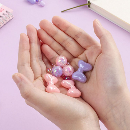 Beads and Bows of Crystal Bowknot Gel Pen Held in Hands - Tinyminymo