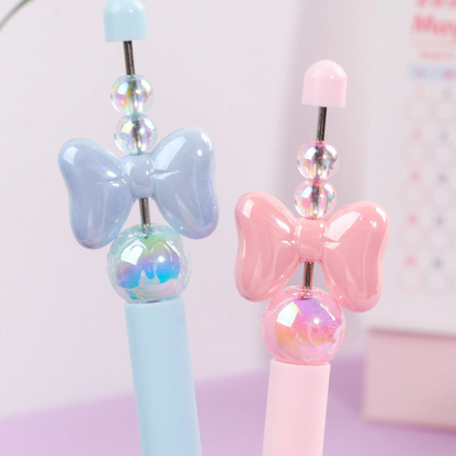 Zoomed Top of Two Crystal Bowknot Gel Pen - Tinyminymo