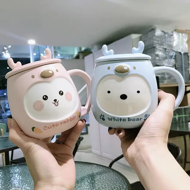 Cute Animal Ceramic Mug with Phone Stand - Tinyminymo