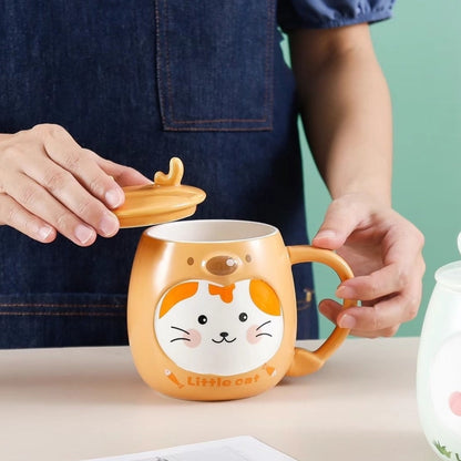 Cute Animal Ceramic Mug with Phone Stand - Tinyminymo