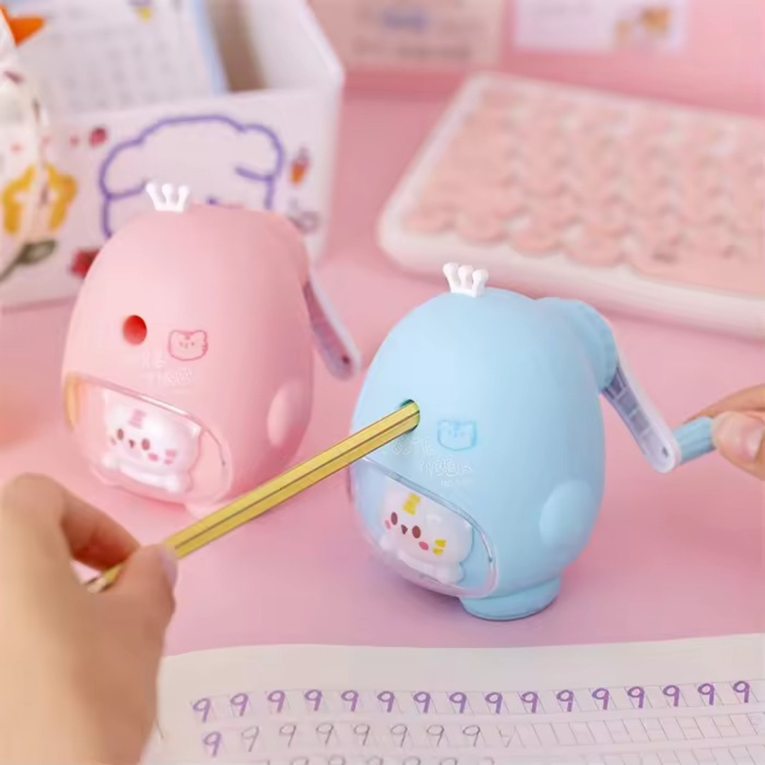 Blue and Pink Cute Animal Mechanical Sharpener Sharpening the Pencil - Tinyminymo