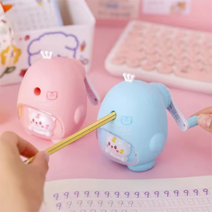 Blue and Pink Cute Animal Mechanical Sharpener Sharpening the Pencil - Tinyminymo