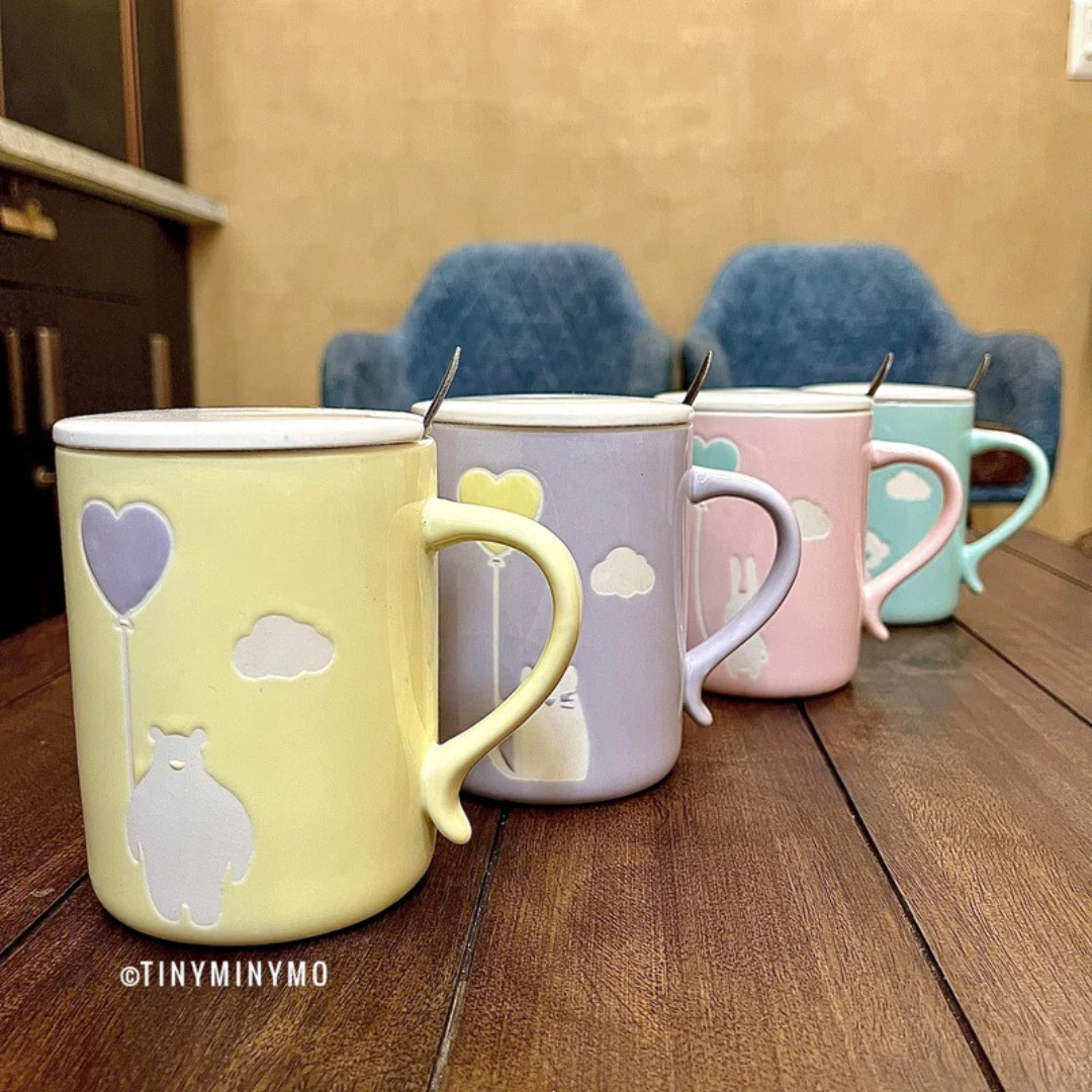 Cute Animal Mug with Lid and Spoon - Tinyminymo
