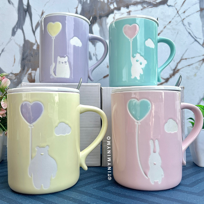 Cute Animal Mug with Lid and Spoon - Tinyminymo
