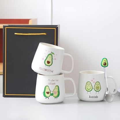 Cute Avacado Mug with Lid and Spoon - Tinyminymo