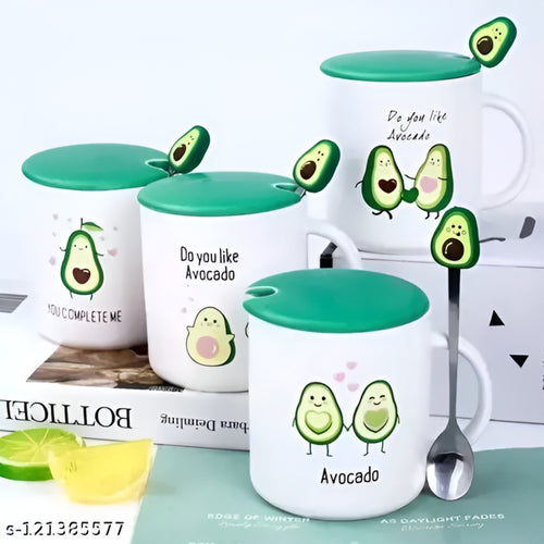 Cute Avacado Mug with Lid and Spoon - Tinyminymo