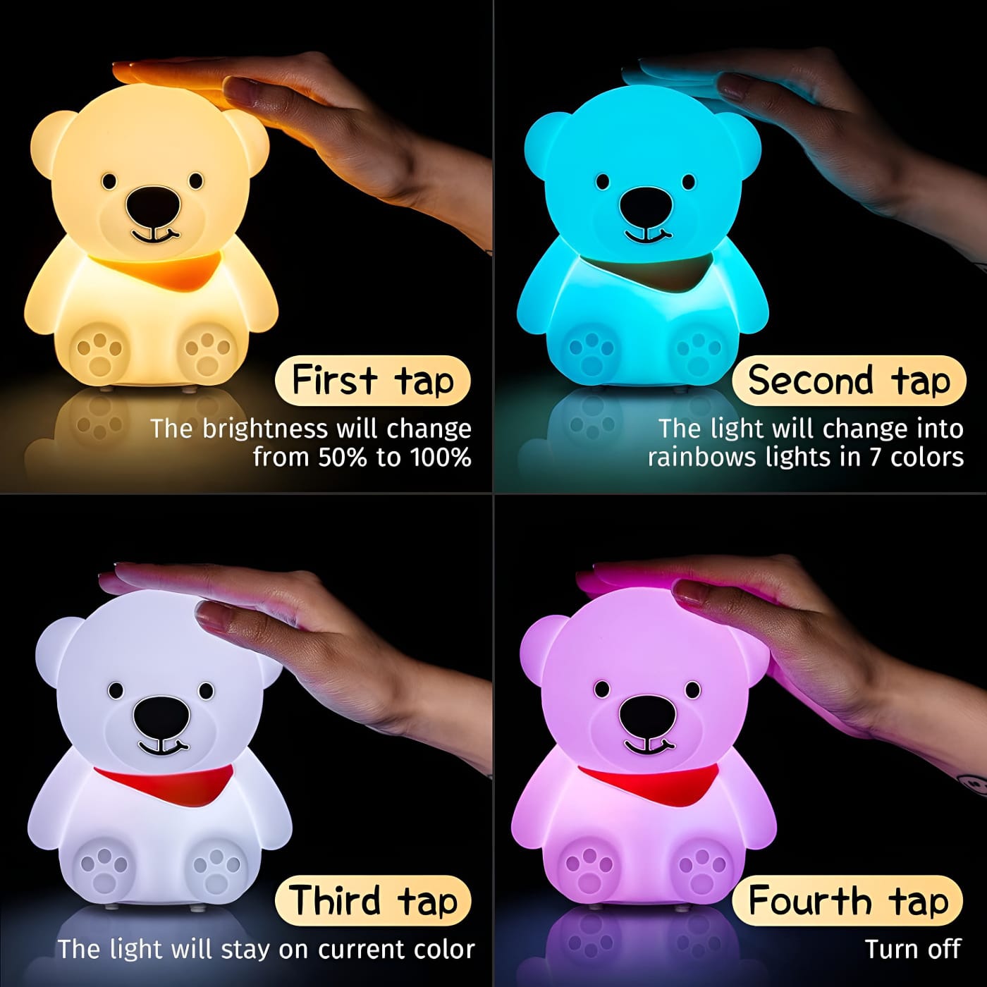 Cute Bear Silicone Night Light - Tinyminymo
