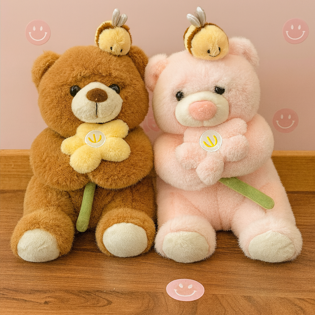 Two Bear Soft Toy, One Brown and One Pink  - Tinyminymo
