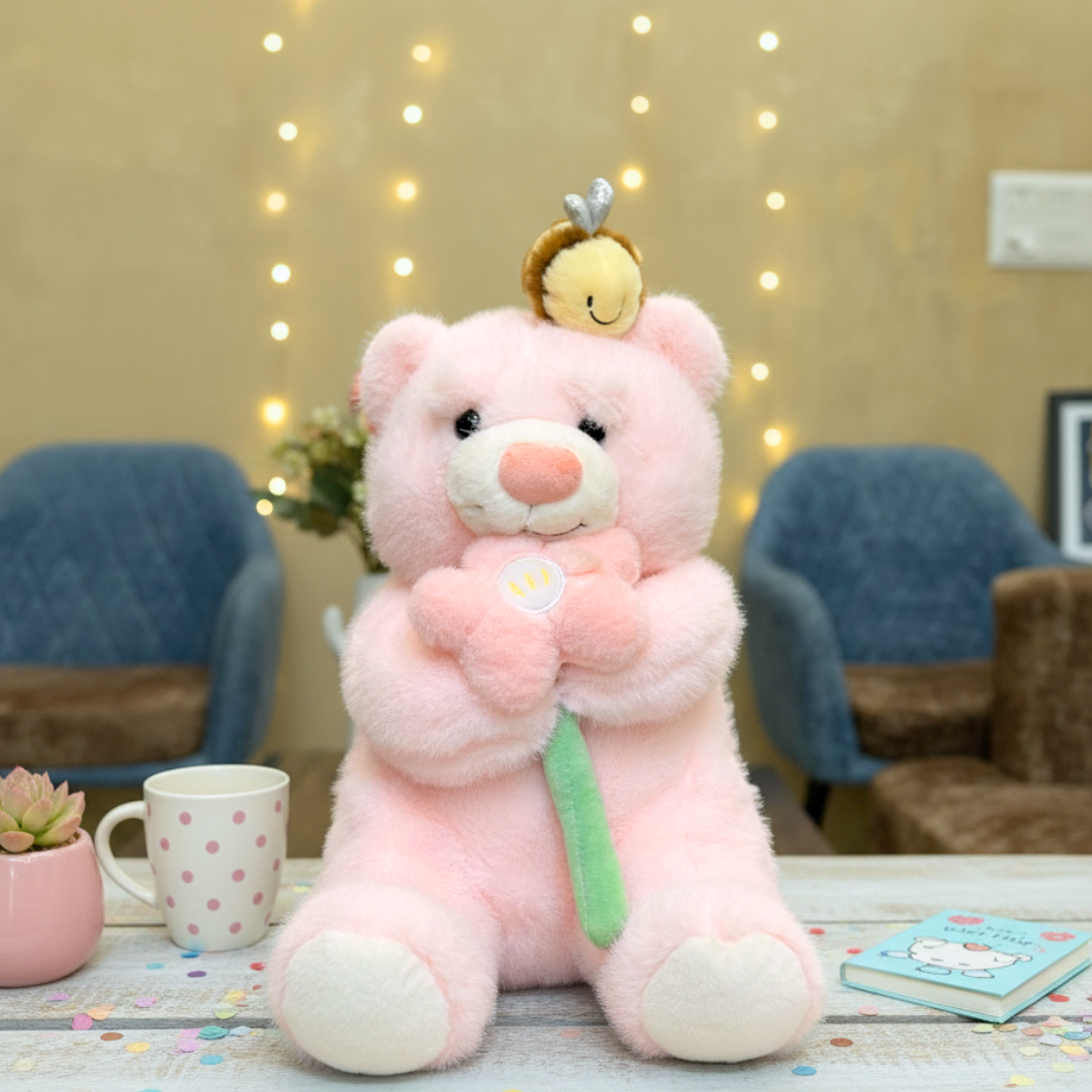 Pink Color Cute Bear Soft Toy - Tinyminymo