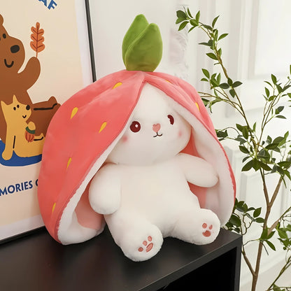 Cute Bunny Plush Toy, Pink Strawberry Design - Tinyminymo