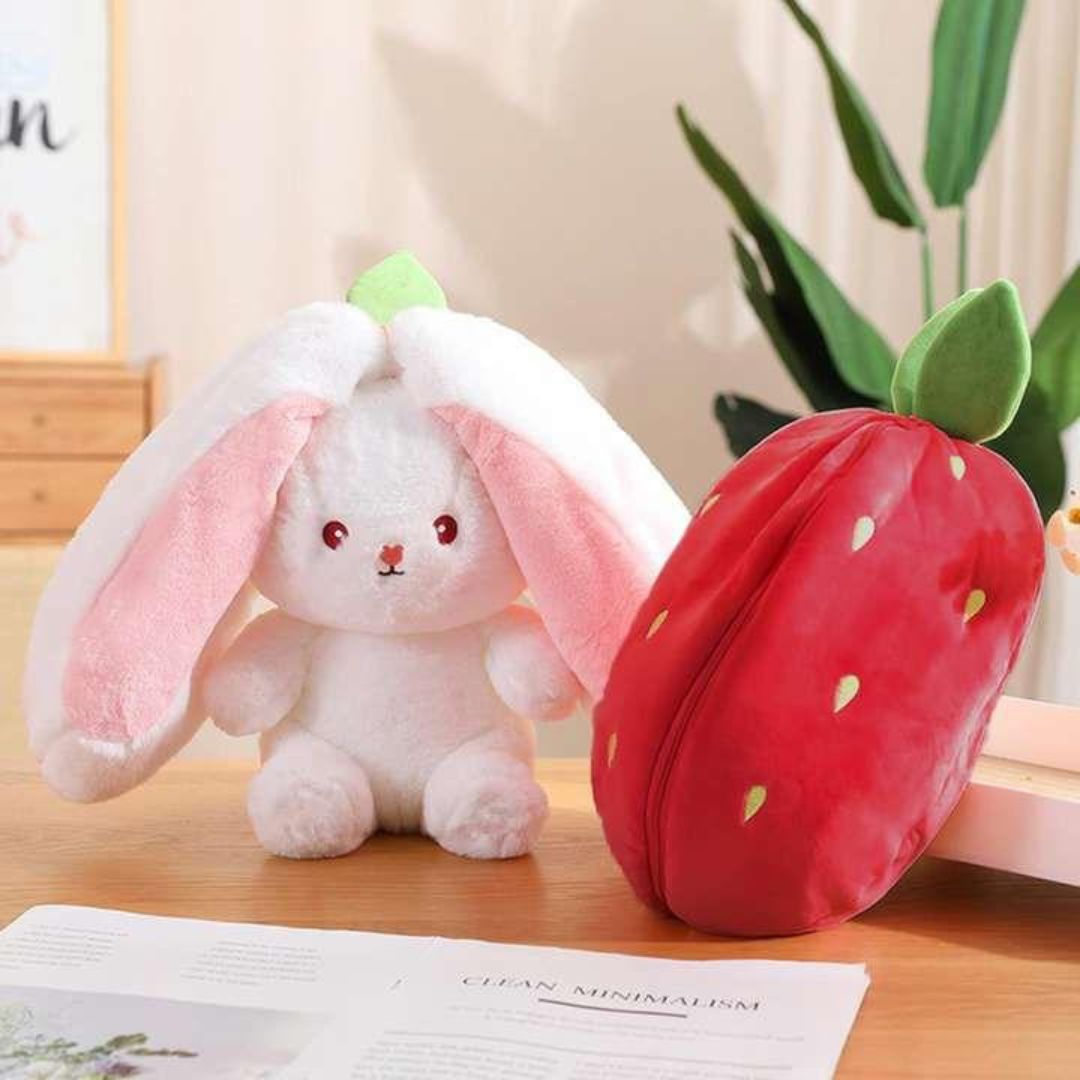 Cute Bunny Plush Toy, Red Strawberry - Tinyminymo