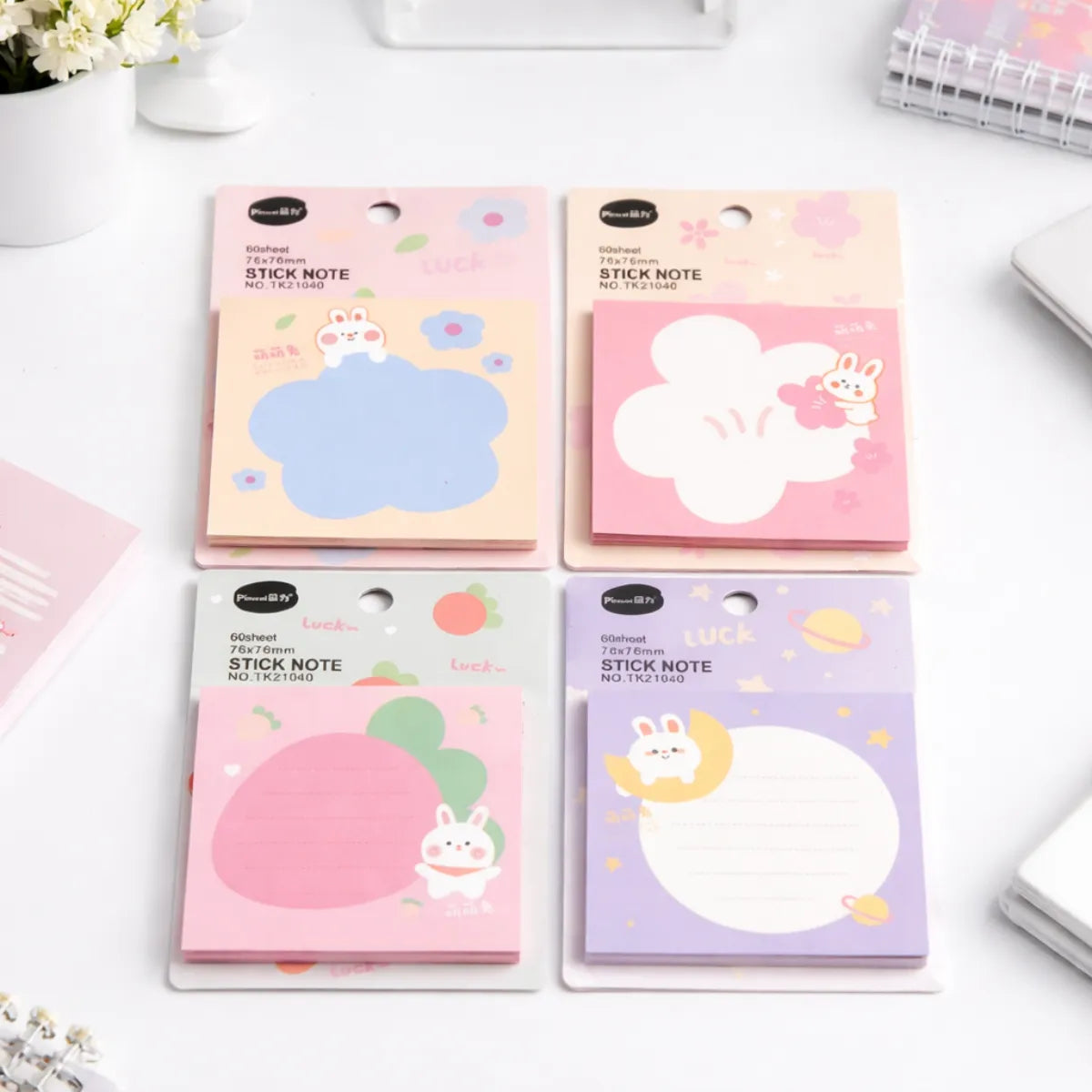 Four Colorful Bunny Sticky Notes - Tinyminymo
