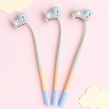 Load image into Gallery viewer, Three Blue Cute Dino Dancing Pen on a Pink Background - Tinyminymo
