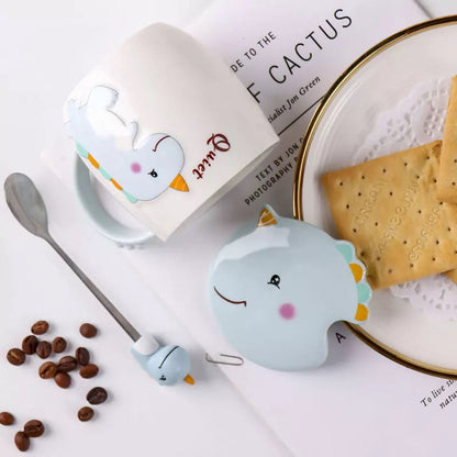 Cute Dino Mug with Lid and Spoon - Tinyminymo