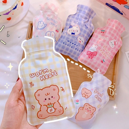 Set of Water Bag cartoon-themed Cute Hot Water Bag on a wooden tray - Tinyminymo