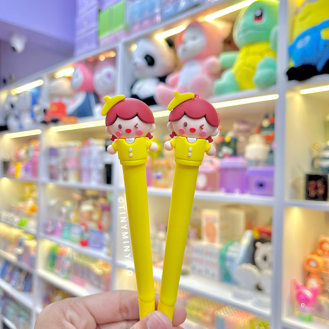 Two Yellow Color Cute Kawaii Girl Pen - Tinyminymo