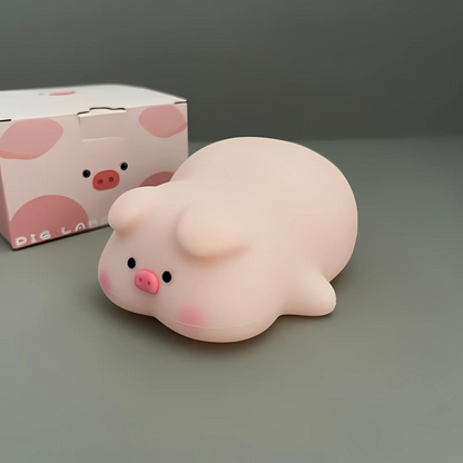 Pink Pig Night Light with its Box on a Gray Background - Tinyminymo
