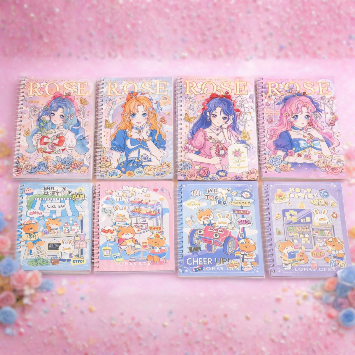 All Eight Spiral Notebook Designs - Tinyminymo