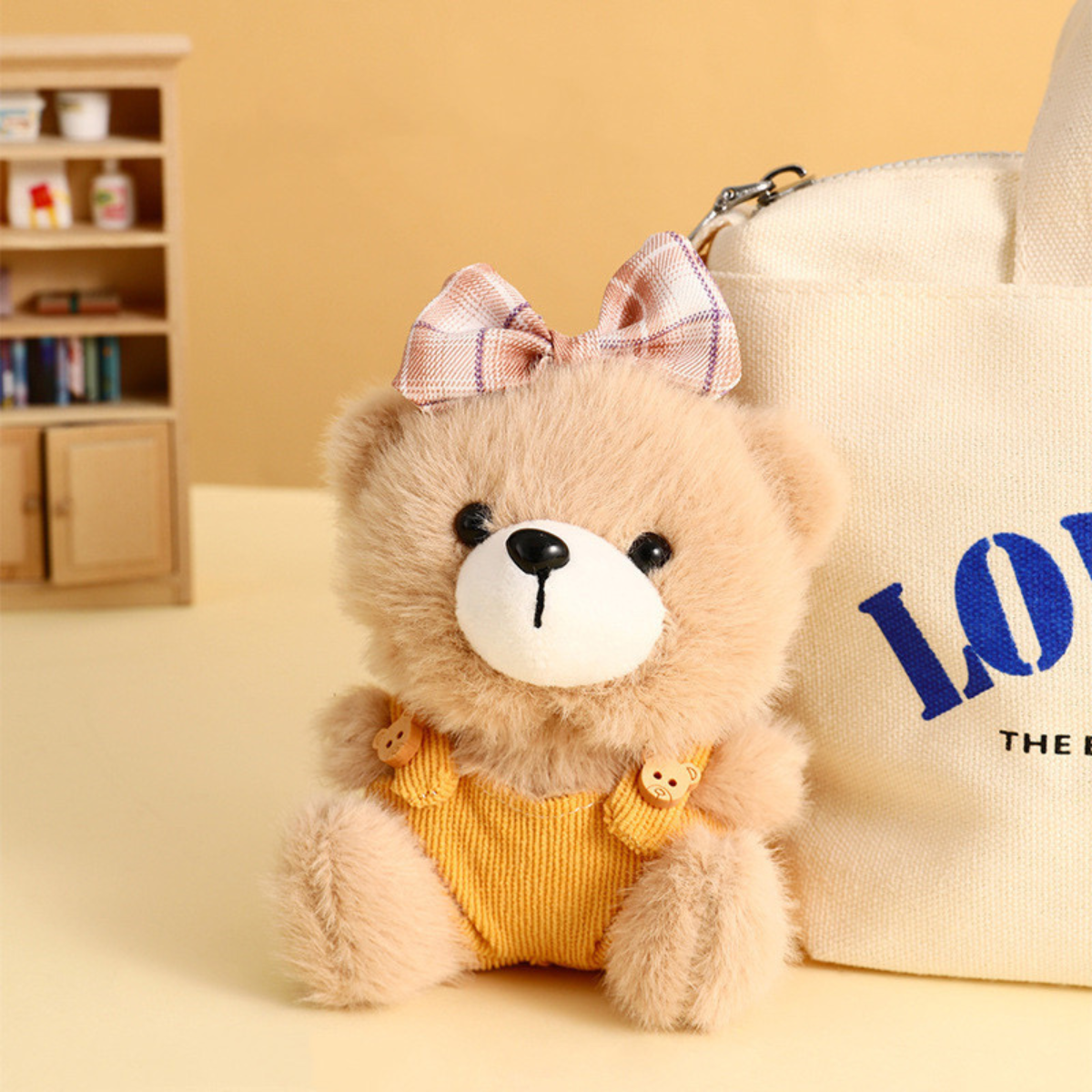 Yellow Plush Teddy Bear Keychain - Tinyminymo