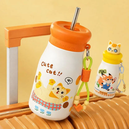 Stainless Steel Straw Water Bottle - Tinyminymo