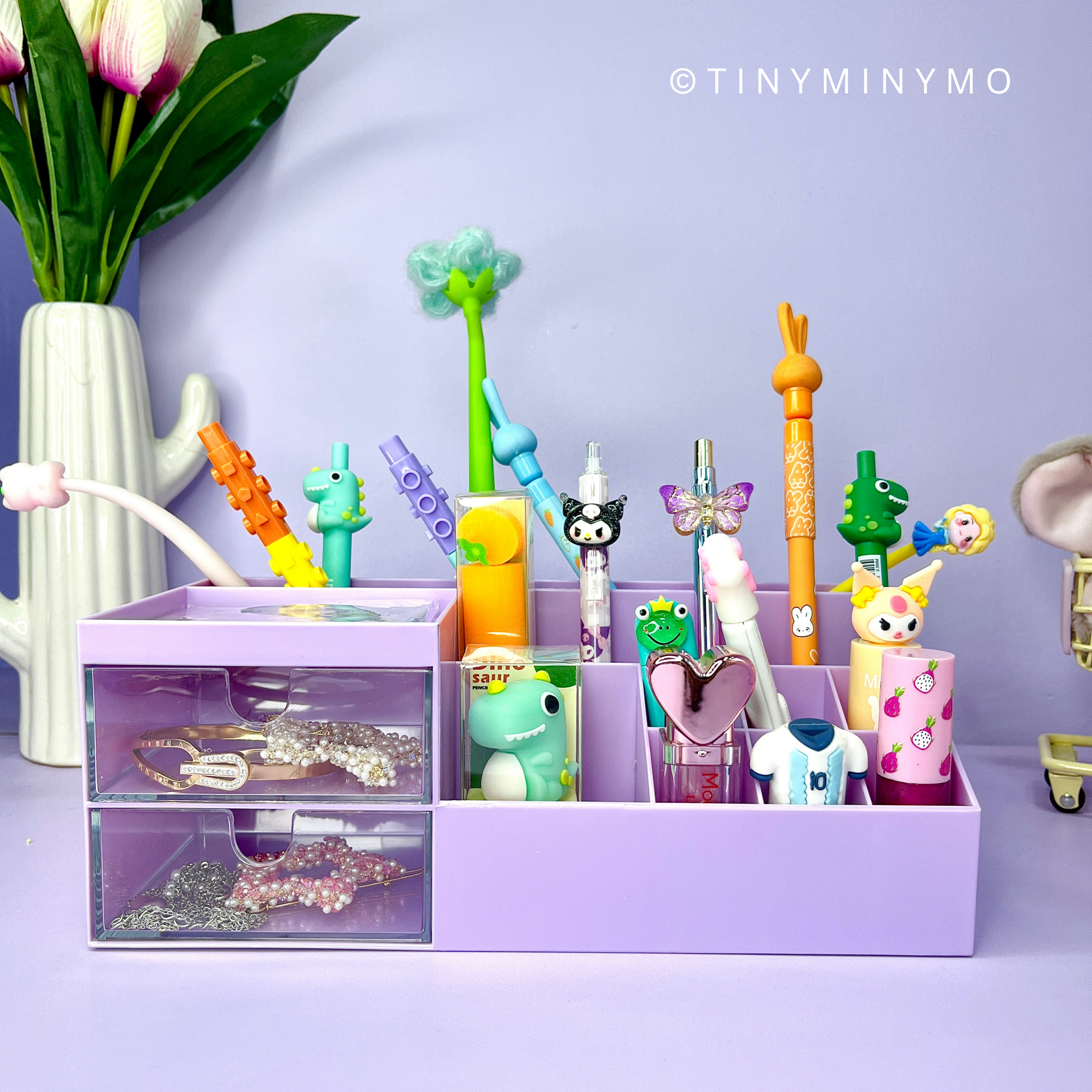 DIY Kawaii Desk Organiser with Stickers - Tinyminymo