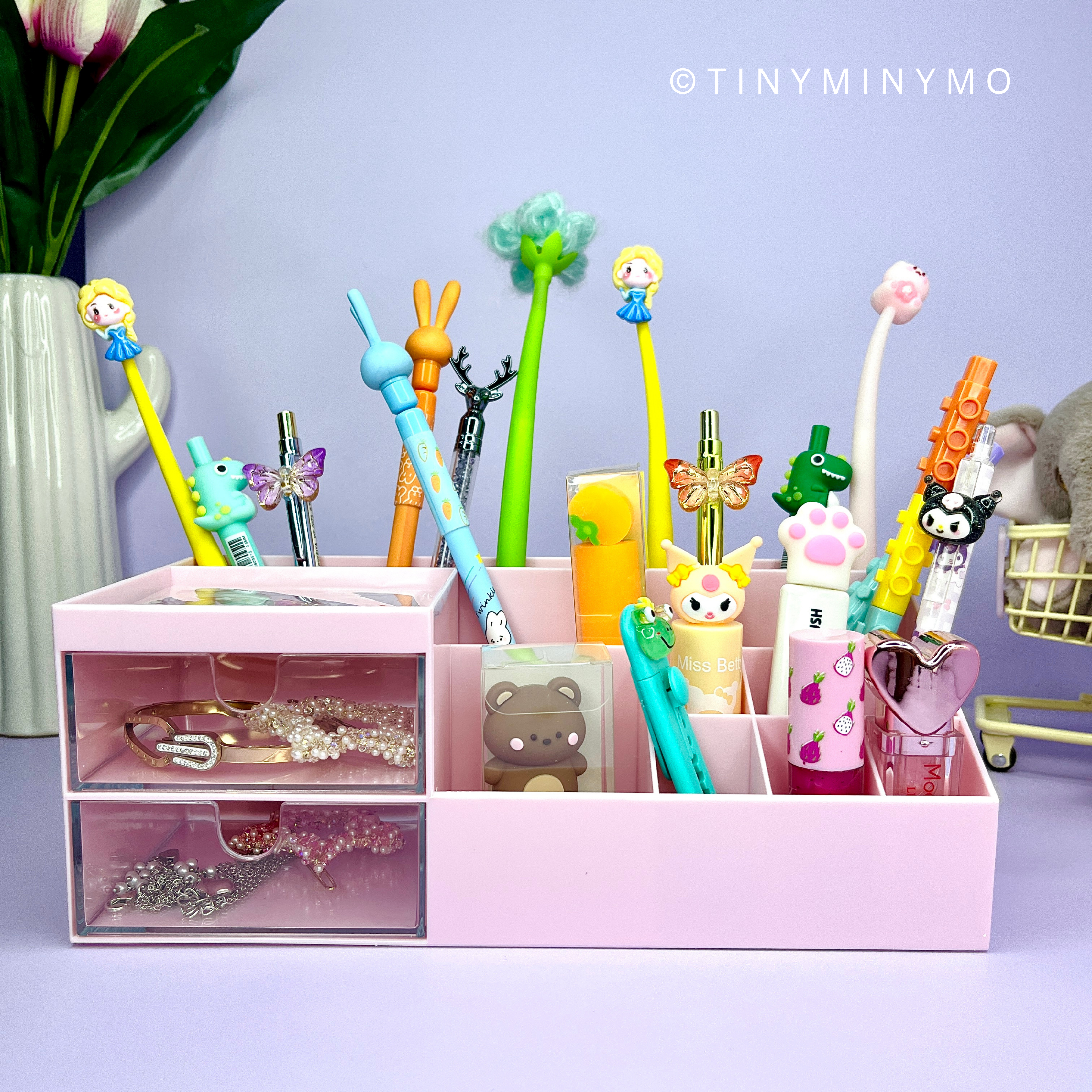 DIY Kawaii Desk Organiser with Stickers - Tinyminymo