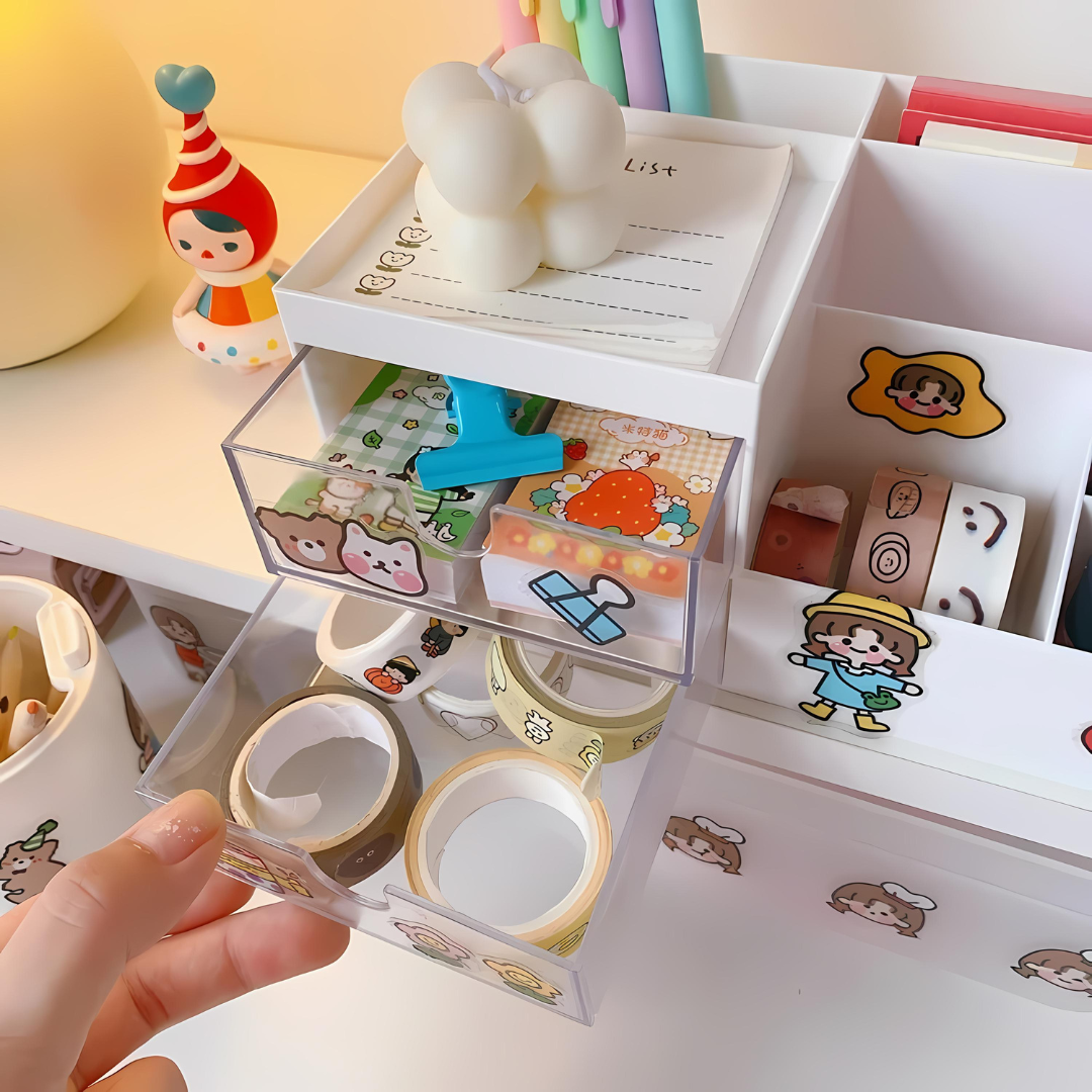 DIY Kawaii Desk Organiser with Stickers - Tinyminymo